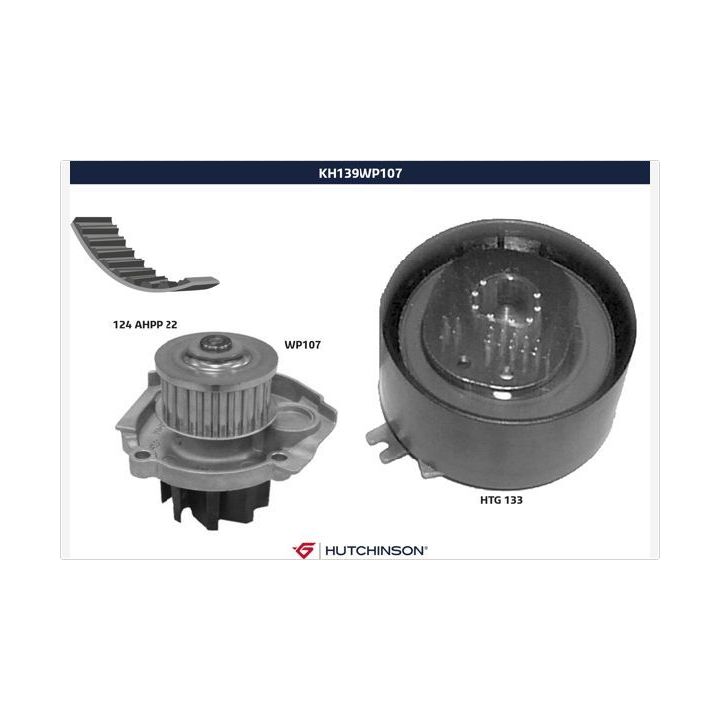 Vandens siurblio ir paskirstymo diržo komplektas HUTCHINSON KH 139WP107