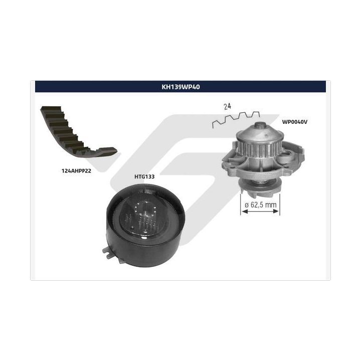 Vandens siurblio ir paskirstymo diržo komplektas HUTCHINSON KH 139WP40