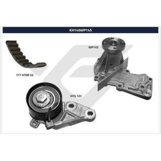 Vandens siurblio ir paskirstymo diržo komplektas HUTCHINSON KH 140WP145