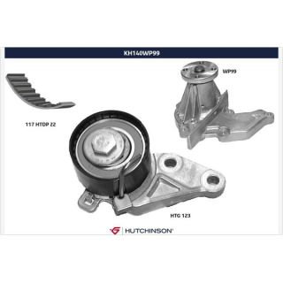 Vandens siurblio ir paskirstymo diržo komplektas HUTCHINSON KH 140WP99