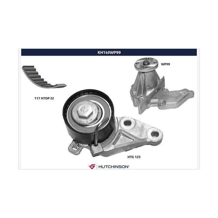 Vandens siurblio ir paskirstymo diržo komplektas HUTCHINSON KH 140WP99