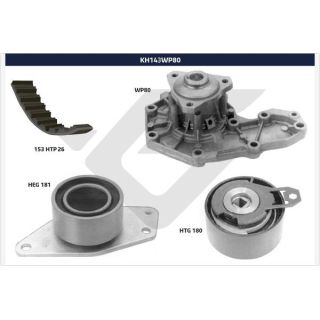 Vandens siurblio ir paskirstymo diržo komplektas HUTCHINSON KH 143WP80