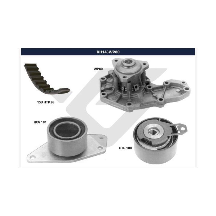 Vandens siurblio ir paskirstymo diržo komplektas HUTCHINSON KH 143WP80