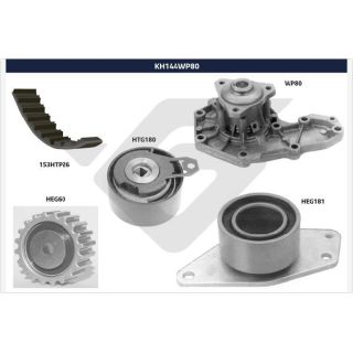 Vandens siurblio ir paskirstymo diržo komplektas HUTCHINSON KH 144WP80