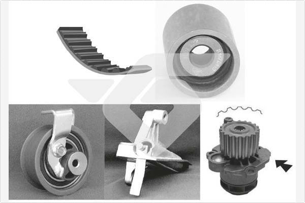 Vandens siurblio ir paskirstymo diržo komplektas HUTCHINSON KH 150WP71