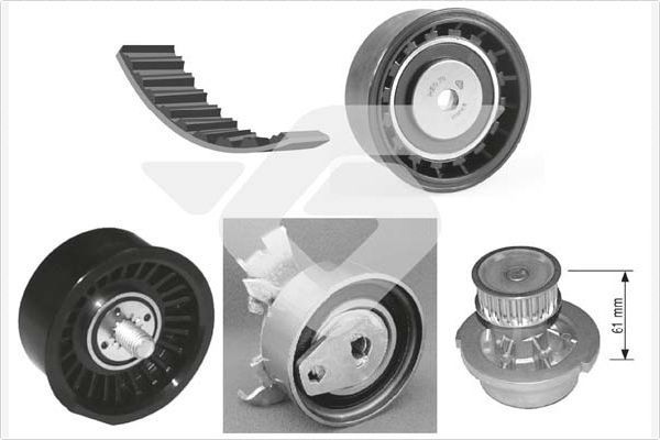 Vandens siurblio ir paskirstymo diržo komplektas HUTCHINSON KH 152WP19