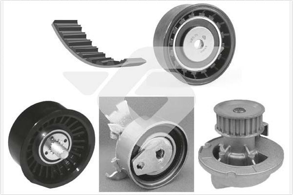 Vandens siurblio ir paskirstymo diržo komplektas HUTCHINSON KH 152WP44