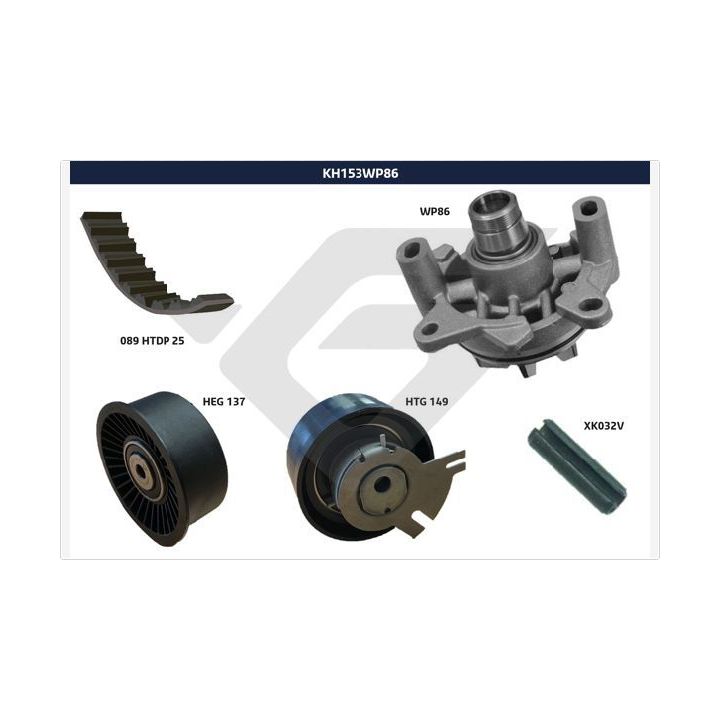 Vandens siurblio ir paskirstymo diržo komplektas HUTCHINSON KH 153WP86