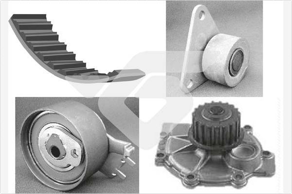 Vandens siurblio ir paskirstymo diržo komplektas HUTCHINSON KH 154WP22