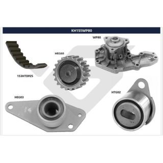 Vandens siurblio ir paskirstymo diržo komplektas HUTCHINSON KH 155WP80