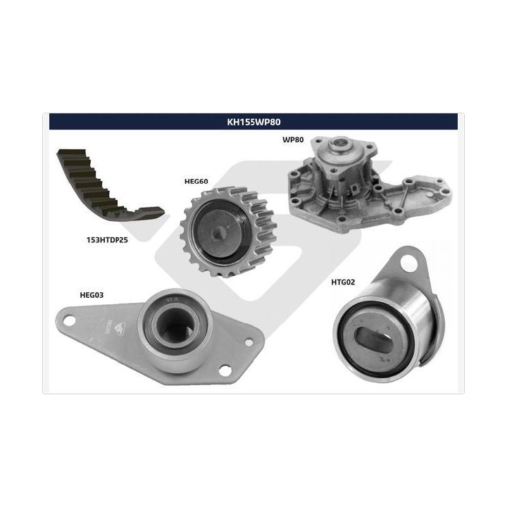 Vandens siurblio ir paskirstymo diržo komplektas HUTCHINSON KH 155WP80