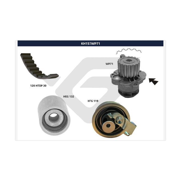 Vandens siurblio ir paskirstymo diržo komplektas HUTCHINSON KH 157WP71