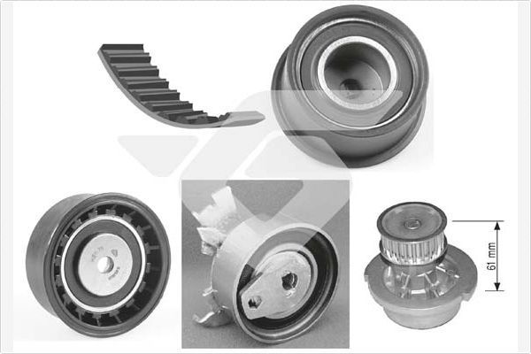 Vandens siurblio ir paskirstymo diržo komplektas HUTCHINSON KH 158WP19