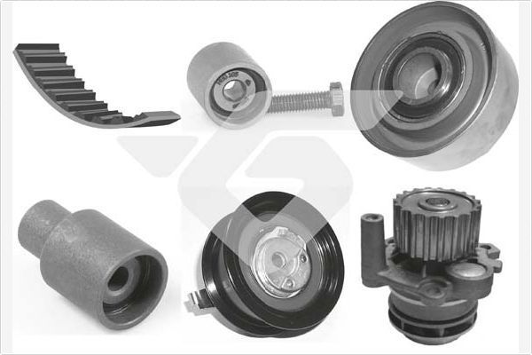 Vandens siurblio ir paskirstymo diržo komplektas HUTCHINSON KH 160WP52