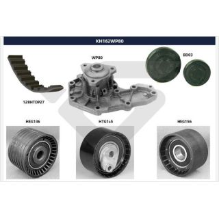 Vandens siurblio ir paskirstymo diržo komplektas HUTCHINSON KH 162WP80