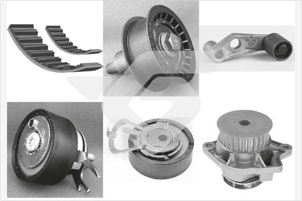 Vandens siurblio ir paskirstymo diržo komplektas HUTCHINSON KH 163WP32