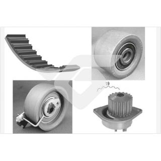 Vandens siurblio ir paskirstymo diržo komplektas HUTCHINSON KH 164WP37