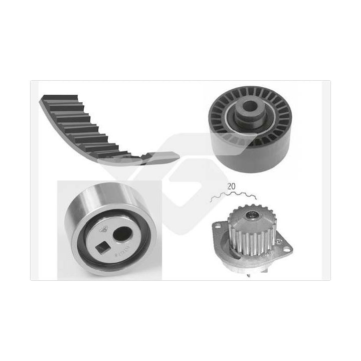 Vandens siurblio ir paskirstymo diržo komplektas HUTCHINSON KH 187WP17