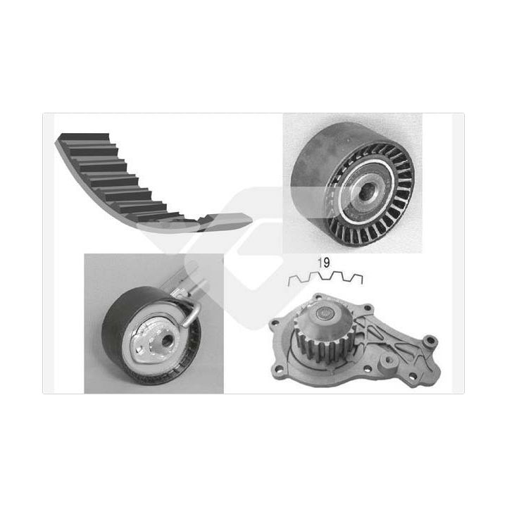 Vandens siurblio ir paskirstymo diržo komplektas HUTCHINSON KH 190WP64