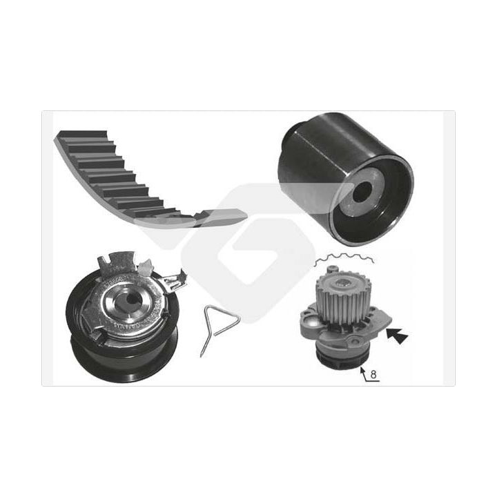 Vandens siurblio ir paskirstymo diržo komplektas HUTCHINSON KH 194WP56