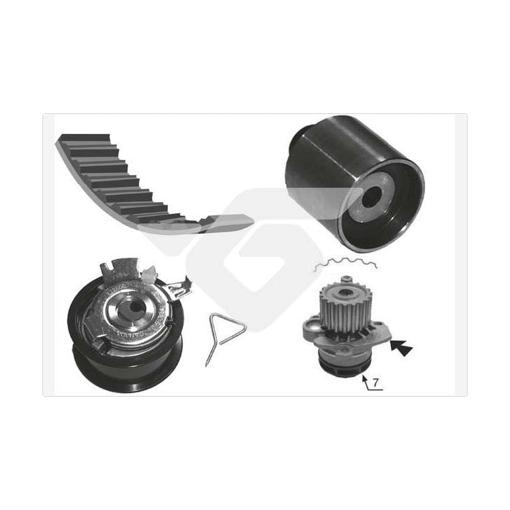Vandens siurblio ir paskirstymo diržo komplektas HUTCHINSON KH 194WP67