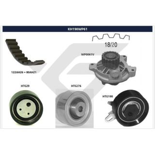Vandens siurblio ir paskirstymo diržo komplektas HUTCHINSON KH 198WP61