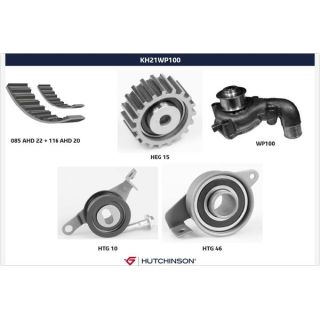 Vandens siurblio ir paskirstymo diržo komplektas HUTCHINSON KH 21WP100