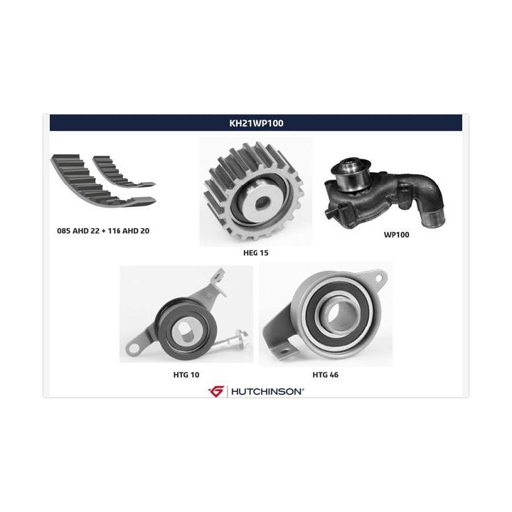 Vandens siurblio ir paskirstymo diržo komplektas HUTCHINSON KH 21WP100