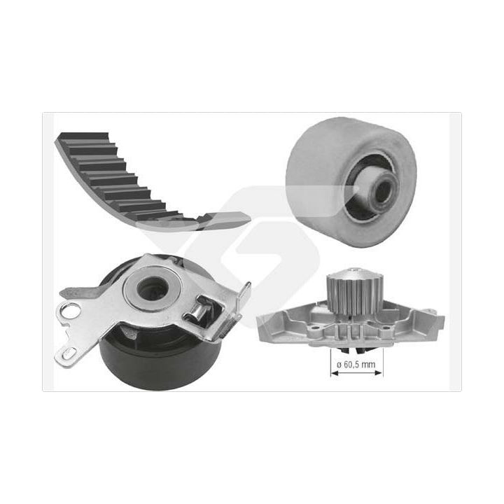 Vandens siurblio ir paskirstymo diržo komplektas HUTCHINSON KH 227WP49