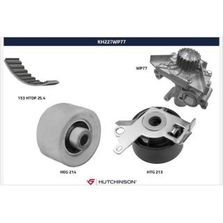 Vandens siurblio ir paskirstymo diržo komplektas HUTCHINSON KH 227WP77