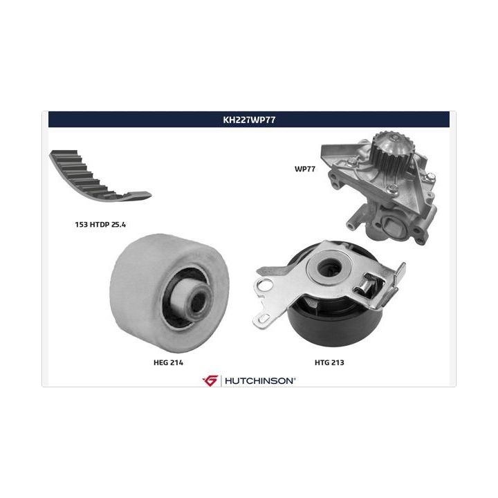 Vandens siurblio ir paskirstymo diržo komplektas HUTCHINSON KH 227WP77