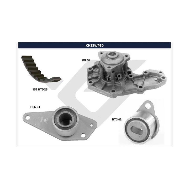 Vandens siurblio ir paskirstymo diržo komplektas HUTCHINSON KH 22WP80