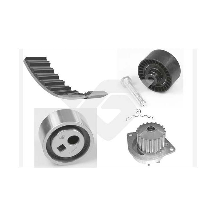 Vandens siurblio ir paskirstymo diržo komplektas HUTCHINSON KH 23WP17