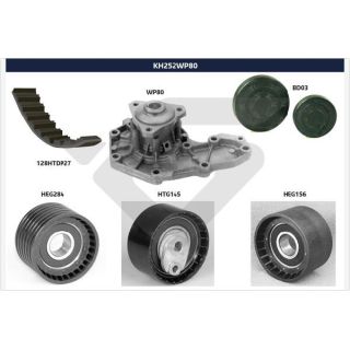 Vandens siurblio ir paskirstymo diržo komplektas HUTCHINSON KH 252WP80