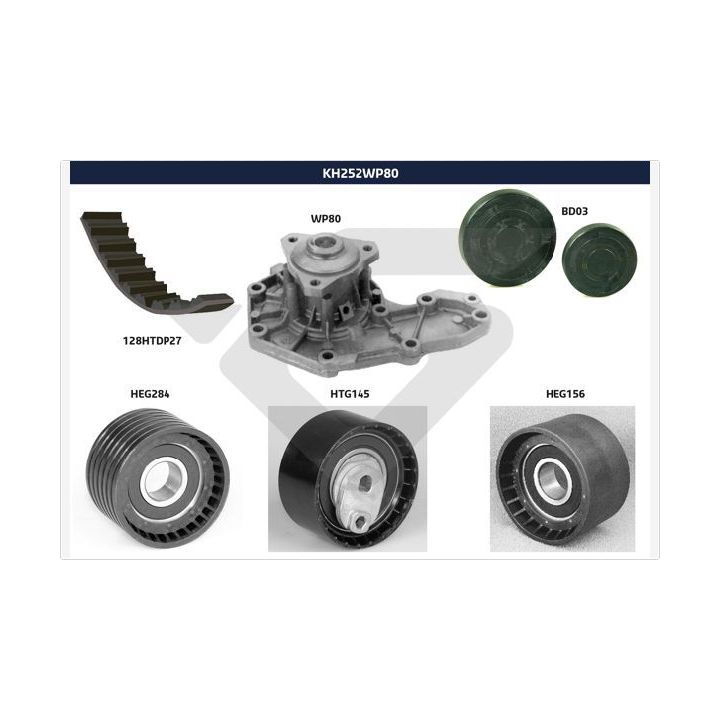 Vandens siurblio ir paskirstymo diržo komplektas HUTCHINSON KH 252WP80