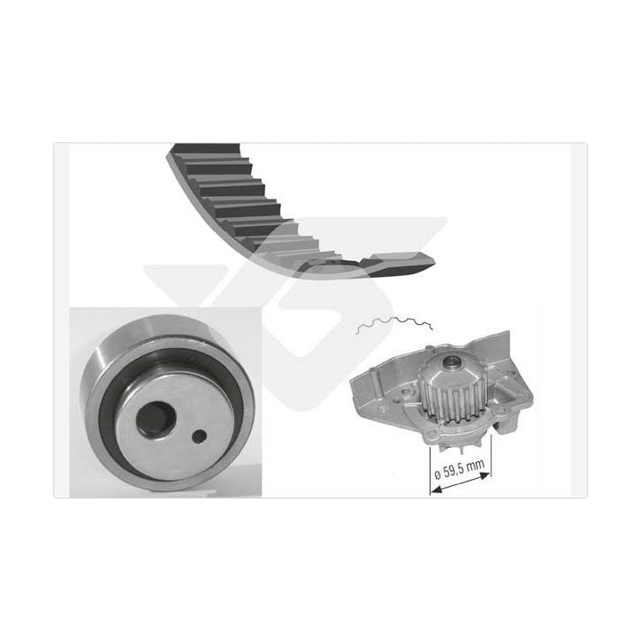 Vandens siurblio ir paskirstymo diržo komplektas HUTCHINSON KH 25WP11