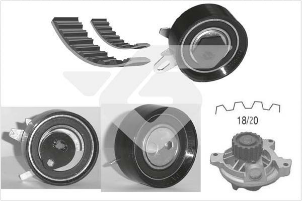Vandens siurblio ir paskirstymo diržo komplektas HUTCHINSON KH 261WP61