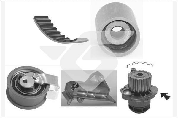 Vandens siurblio ir paskirstymo diržo komplektas HUTCHINSON KH 263WP71