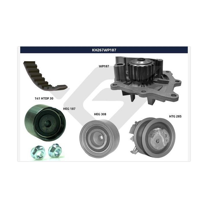 Vandens siurblio ir paskirstymo diržo komplektas HUTCHINSON KH 267WP187