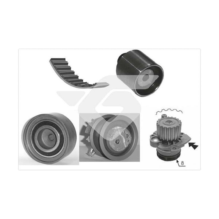 Vandens siurblio ir paskirstymo diržo komplektas HUTCHINSON KH 267WP56