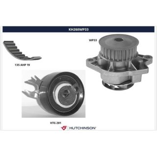 Vandens siurblio ir paskirstymo diržo komplektas HUTCHINSON KH 268WP33