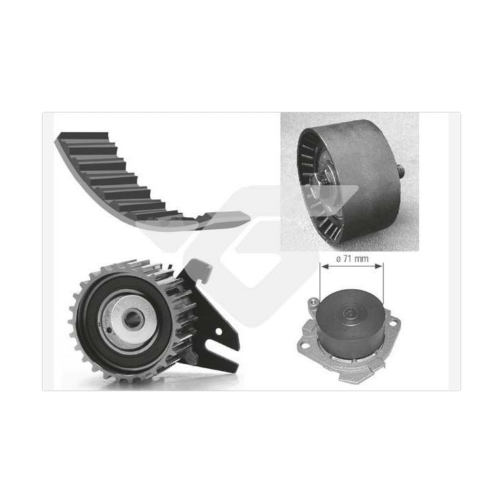 Vandens siurblio ir paskirstymo diržo komplektas HUTCHINSON KH 273WP25