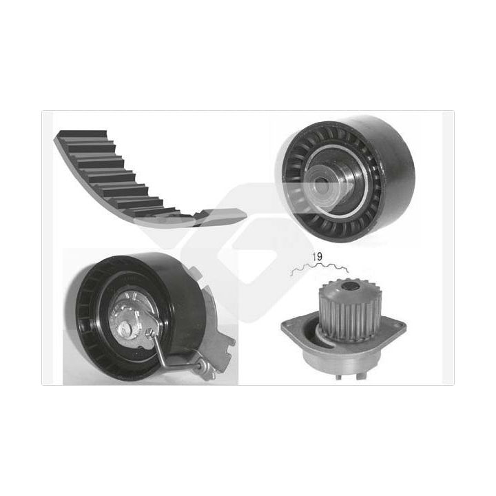 Vandens siurblio ir paskirstymo diržo komplektas HUTCHINSON KH 281WP37