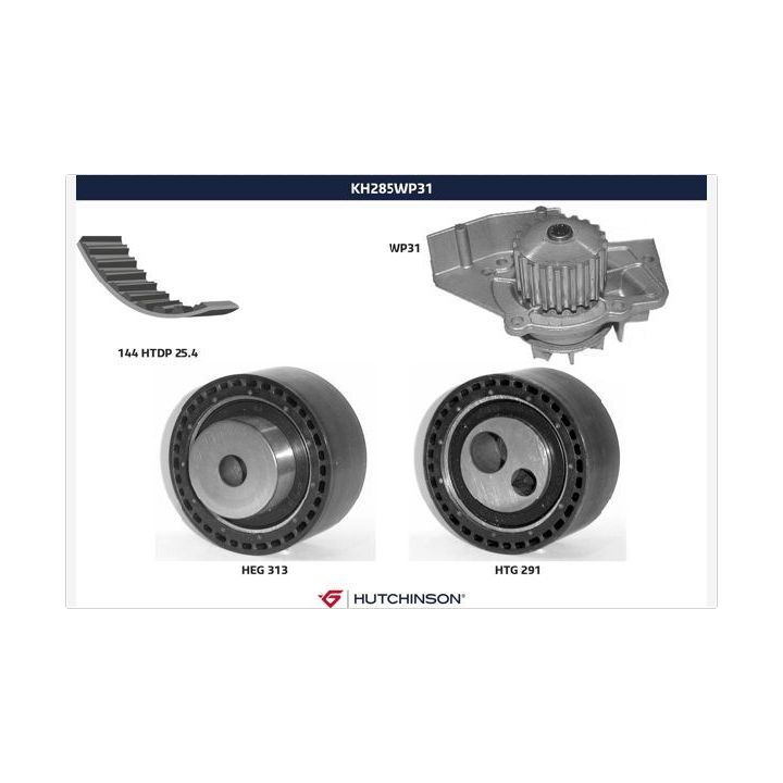Vandens siurblio ir paskirstymo diržo komplektas HUTCHINSON KH 285WP31