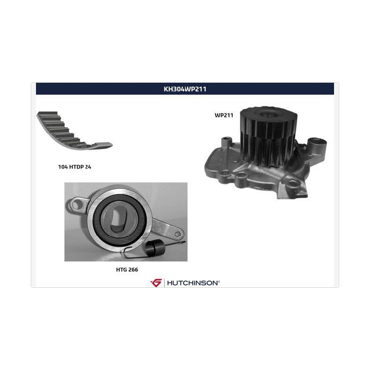 Vandens siurblio ir paskirstymo diržo komplektas HUTCHINSON KH 304WP211