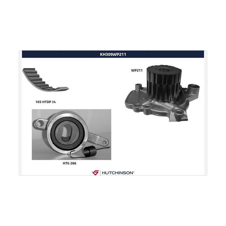 Vandens siurblio ir paskirstymo diržo komplektas HUTCHINSON KH 309WP211