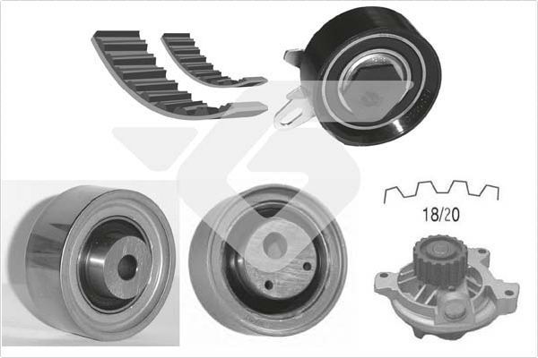 Vandens siurblio ir paskirstymo diržo komplektas HUTCHINSON KH 326WP61