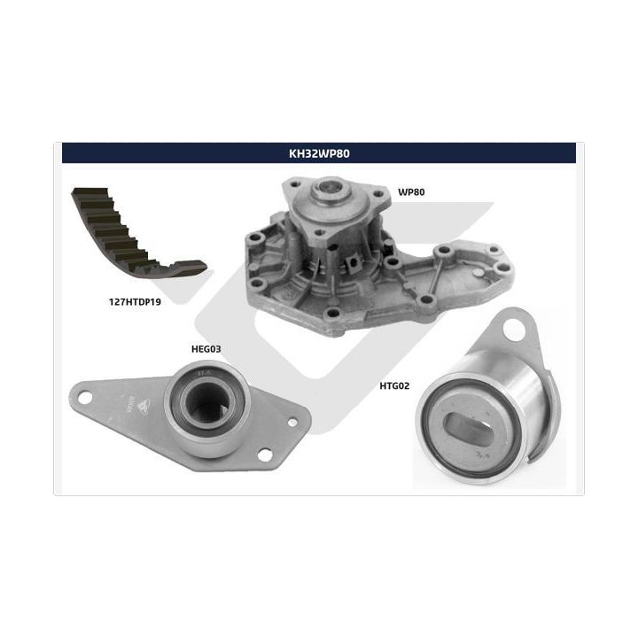 Vandens siurblio ir paskirstymo diržo komplektas HUTCHINSON KH 32WP80