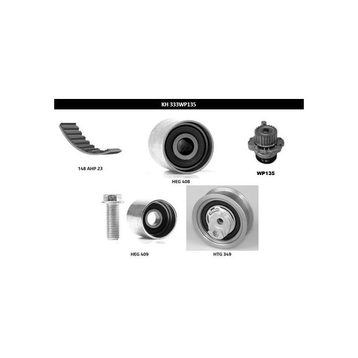 Vandens siurblio ir paskirstymo diržo komplektas HUTCHINSON KH 333WP135