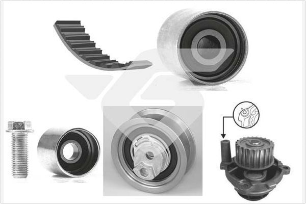 Vandens siurblio ir paskirstymo diržo komplektas HUTCHINSON KH 333WP73